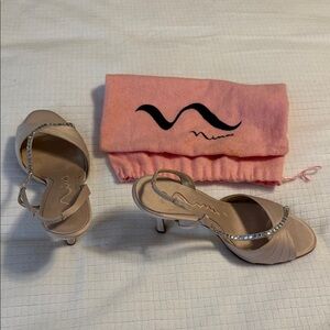 Nina Beige Heels with Rhinestone Accents